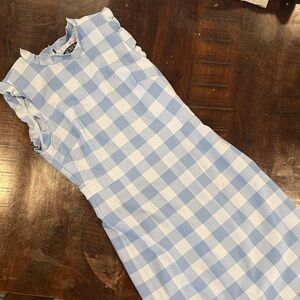 J. Crew Light Blue and White Gingham Top